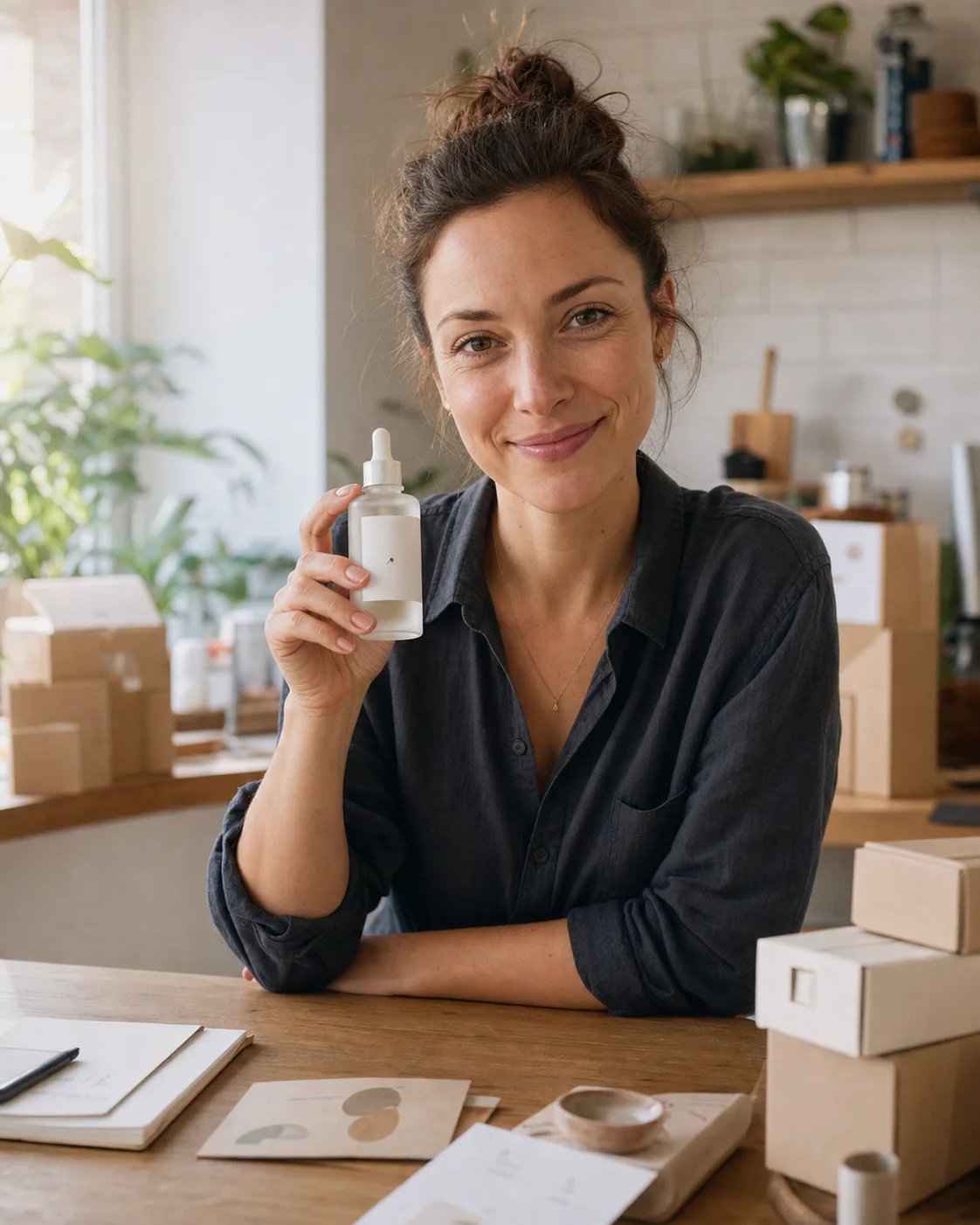 Gründerin hält ihr eigenes Serum in ihrer Küche